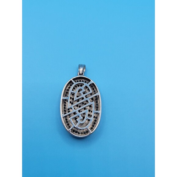 Modern Sterling Silver Oval Swirl Blue Diamond 1.40 ctw Pendant by SJ - Picture 12 of 16